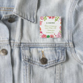 Nun Religious 55th Jubileum Waterverf Flowers Vierkante Button 5,1 Cm (In situ)