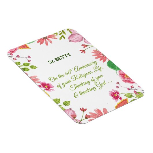 Nun Religious 60th Jubileum Waterverf Flowers Magneet (Rechterzijde)