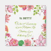 Nun Religious 60th Jubileum Waterverf Flowers Magneet (Voorkant)