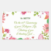 Nun Religious 60th Jubileum Waterverf Flowers Rechthoekige Sticker (Voorkant)