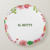 Nun Religious 60th Jubileum Waterverf Flowers Rond Kussen (Achterkant)