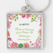 Nun Religious 60th Jubileum Waterverf Flowers Sleutelhanger (Voorkant)