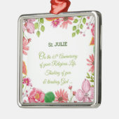 Nun Religious 65th Jubileum Waterverf Flowers Metalen Ornament (Links)