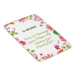 Nun Religious 80th Jubileum Waterverf Flowers Magneet