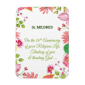 Nun Religious 80th Jubileum Waterverf Flowers Magneet (Verticaal)