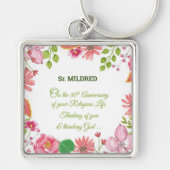 Nun Religious 80th Jubileum Waterverf Flowers Sleutelhanger (Voorkant)