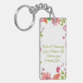 Nun Religious 80th Jubileum Waterverf Flowers Sleutelhanger (Voorkant Links)
