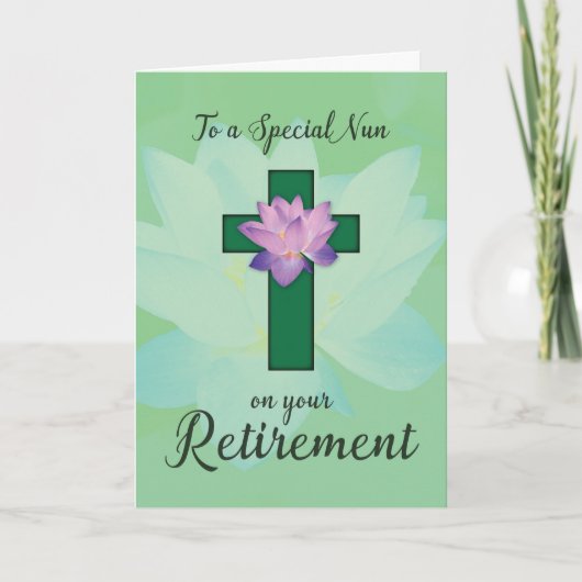 Nun Retirement, Lotus Flower on Green Cross Kaart (Voorkant)