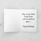Nun Verjaardag Kaart "Sister Party Pants" (Binnen)