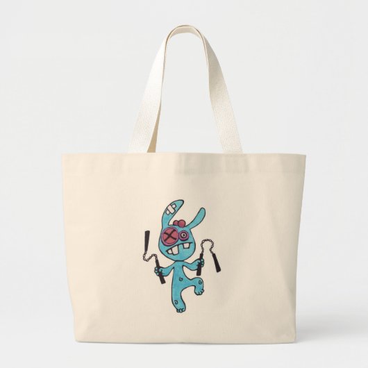 Nunchaku Rabbit Beach Bag Grote Tote Bag (Voorkant)