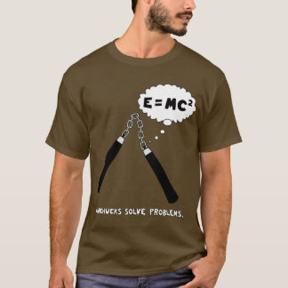 Nunchucks lossen problemen T-Shirt op: Bruin