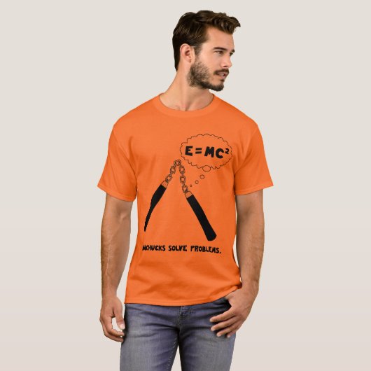 Nunchucks Oranje T-Shirt (Voorkant volledig)