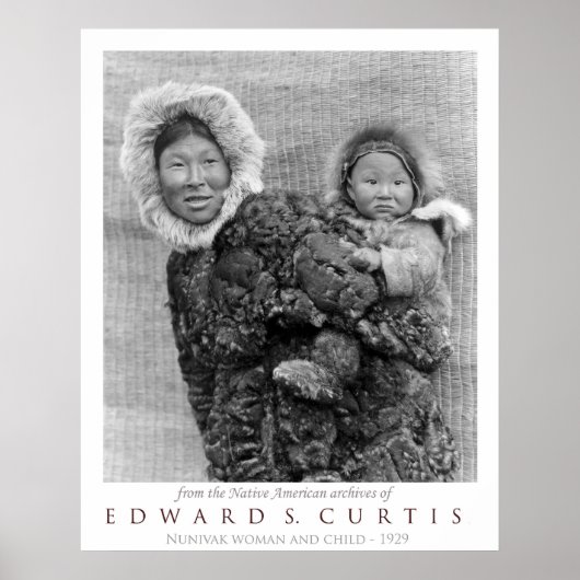 Nunivak Vrouw die kind vervoert Poster (Voorkant)