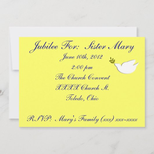 Nuns 25th Jubilee Celebration Invitations Kaart (Achterkant)