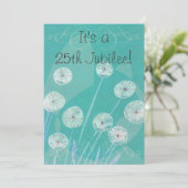 Nuns 25th Jubilee Uitnodiging Blauwgroen Floral De (Staand voorkant)