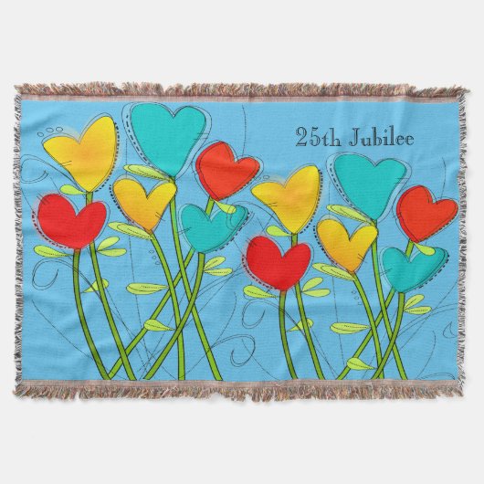 Nuns 25th Silver Jubilee Woven Blanket Floral Blue Deken (Voorkant)