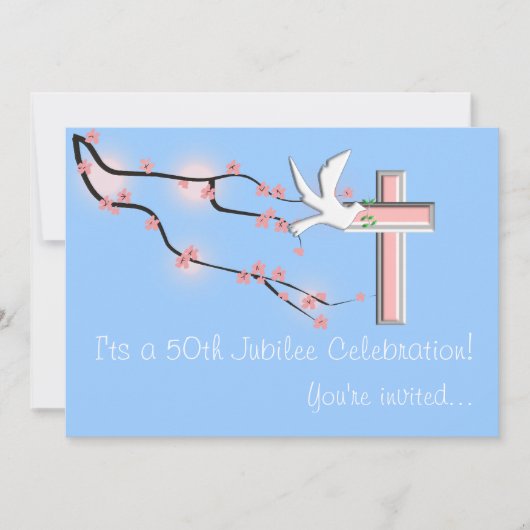 Nuns 50th Jubilee Celebration Invitations Blue Kaart (Voorkant)