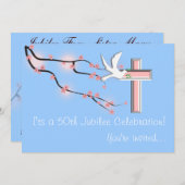 Nuns 50th Jubilee Celebration Invitations Blue Kaart (Voorkant / Achterkant)