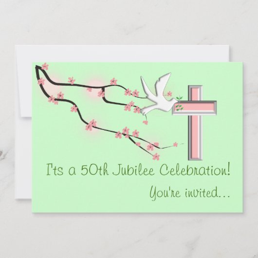 Nuns 50th Jubilee Celebration Invitations Green Kaart (Voorkant)