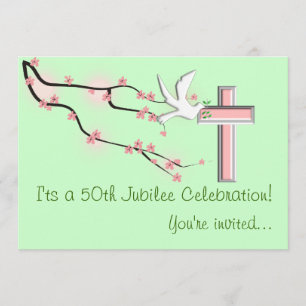 Nuns 50th Jubilee Celebration Invitations Green Kaart