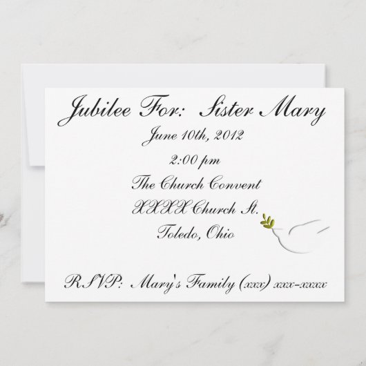 Nuns 50th Jubilee Celebration Invitations Kaart (Achterkant)