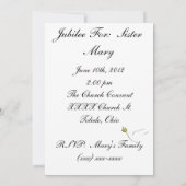 Nuns 50th Jubilee Celebration Invitations Kaart (Achterkant)