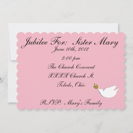 Nuns 50th Jubilee Celebration Invitations Pink Kaart (Achterkant)
