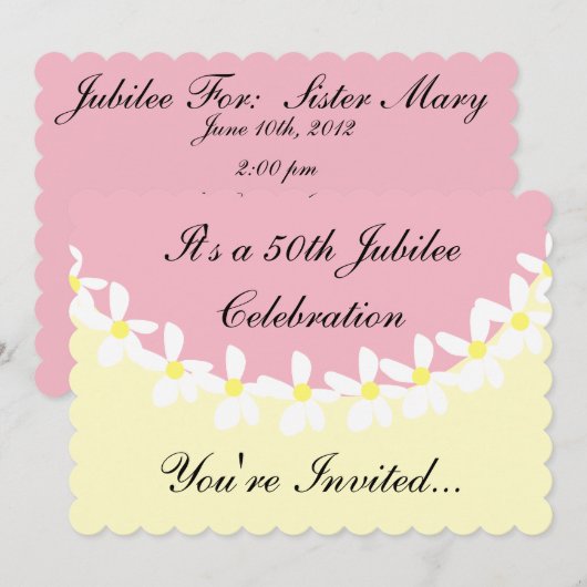 Nuns 50th Jubilee Celebration Invitations Pink Kaart (Voorkant / Achterkant)