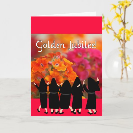 Nuns 50th Jubilee-Floral Design Gifts Kaart (Gele Bloem)