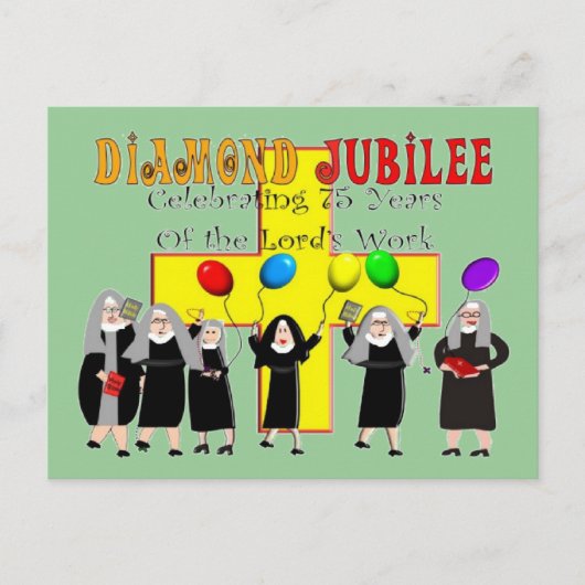Nuns Diamond Jubilee 75ste dienstjaar Briefkaart (Voorkant)