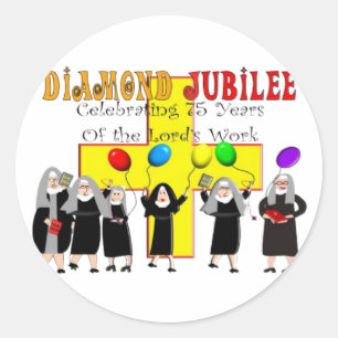 Nuns Diamond Jubilee 75ste dienstjaar Ronde Sticker