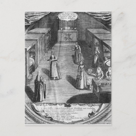 Nuns die voedsel serveren aan de patiënten op de briefkaart (Voorkant)