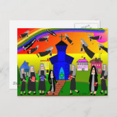 Nuns "Flying Nuns" Whimsical Art Briefkaart (Voorkant / Achterkant)