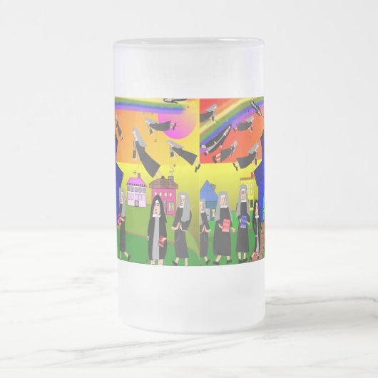 Nuns "Flying Nuns" Whimsical Art Matglas Bierpul (Center)