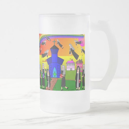 Nuns "Flying Nuns" Whimsical Art Matglas Bierpul (Rechts)