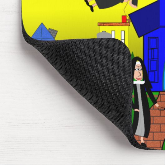 Nuns "Flying Nuns" Whimsical Art Muismat (Hoek)