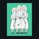 Nuns Gifts "Three Cloistered Sisters"-ontwerp Briefkaart<br><div class="desc">Nuns gifts,  "Three Cloistered Sisters"-design op t-shirts,  mokken,  canvas tassen,  geschilden,  kaarten,  knoppen en stickers.  Pen en inkttekening van 3 nonnen gemaakt door een zuster kunstenaar en digitaal overgedragen.  Geweldige katholieke cadeautjes.</div>