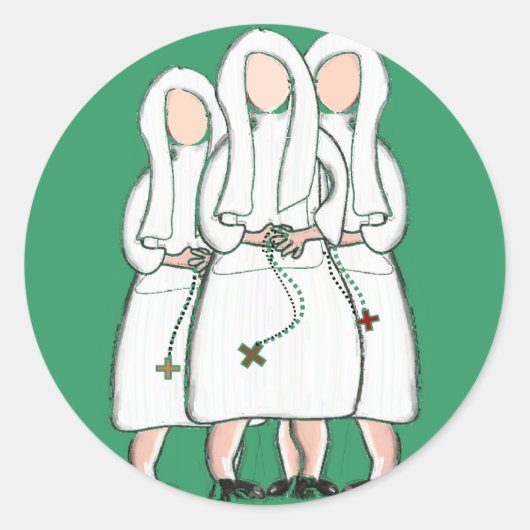 Nuns Gifts "Three Cloistered Sisters"-ontwerp Ronde Sticker (Voorkant)