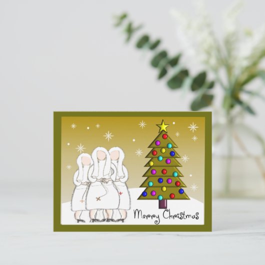 Nuns-kerstKaarten en Gifts-Artsy-design Feestdagenkaart (Staand voorkant)