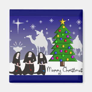 Nuns kerstkaartjes "pretkerst" magneet