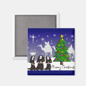 Nuns Kerstmis Kaarten "Vrolijk kerstfeest" Magneet (Voorkant / Achterkant)