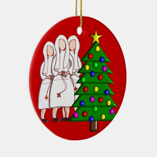 Nuns kerstversiering keramisch ornament (Rechts)