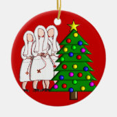Nuns kerstversiering keramisch ornament (Voorkant)