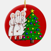 Nuns kerstversiering keramisch ornament (Achterkant)