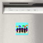 Nuns met paraplu's "Verwacht Regen" Magneet (Insitu (Vaatwasser))