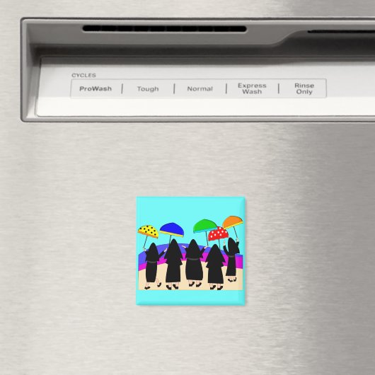 Nuns met paraplu's "Verwacht Regen" Magneet (Insitu (Vaatwasser))