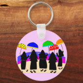 Nuns met paraplu's "Verwacht Regen" Sleutelhanger (Voorkant)