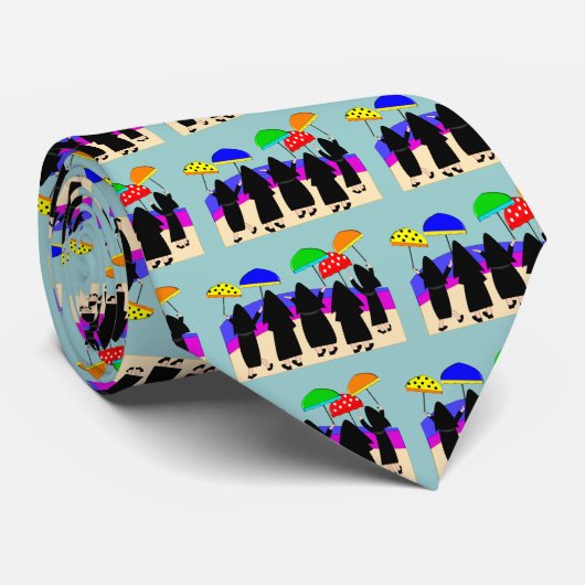 Nuns met paraplu's "Verwacht Regen" Stropdas (Opgerold)