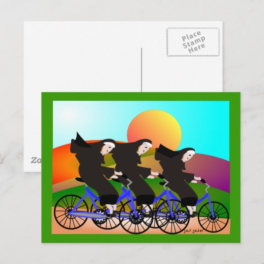 Nuns op fietsen Kunstgeschenken Briefkaart (Voorkant / Achterkant)