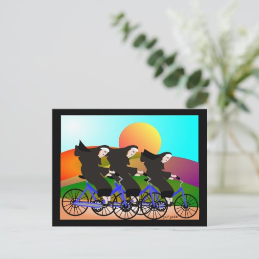 Nuns op fietsen Kunstgeschenken Briefkaart (Staand voorkant)